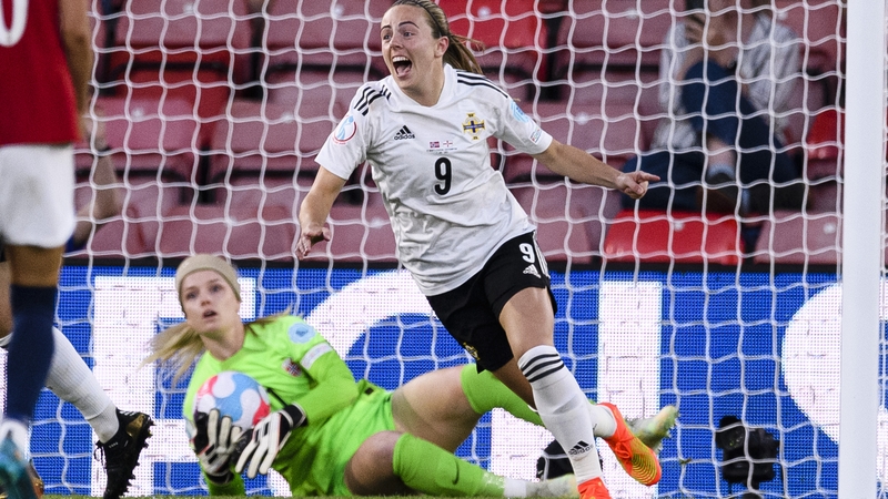 Magill celebrates her team's goal against Norway
