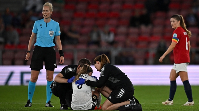 <p>Magill gets treatment during the game</p>