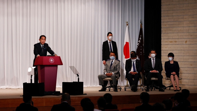 Japanese Prime Minister Fumio Kishida at a news conference after the results of the Upper House elections