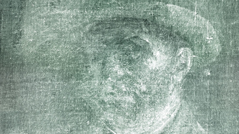 An x-ray image of the hidden Van Gogh self-portrait