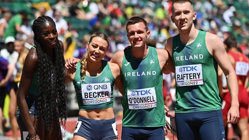 From left, Rhasidat Adeleke, Sophie Becker, Chris O'Donnell and Jack Raftery