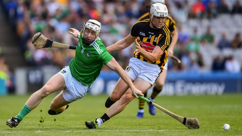 Cian Lynch (L) in action against Kilkenny's Conor Browne, who starts on Sunday