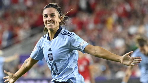 Marta Cardona celebrates scoring Spain's late winner