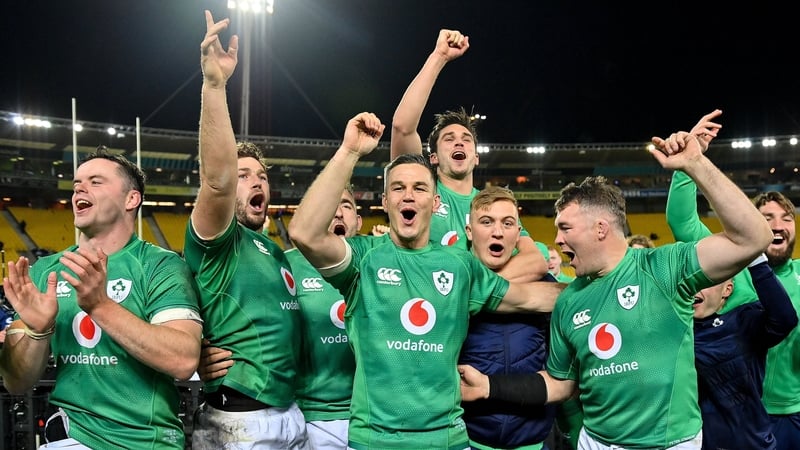 Sexton (C) celebrates the series win that has moved Ireland to the top fo the world rankings