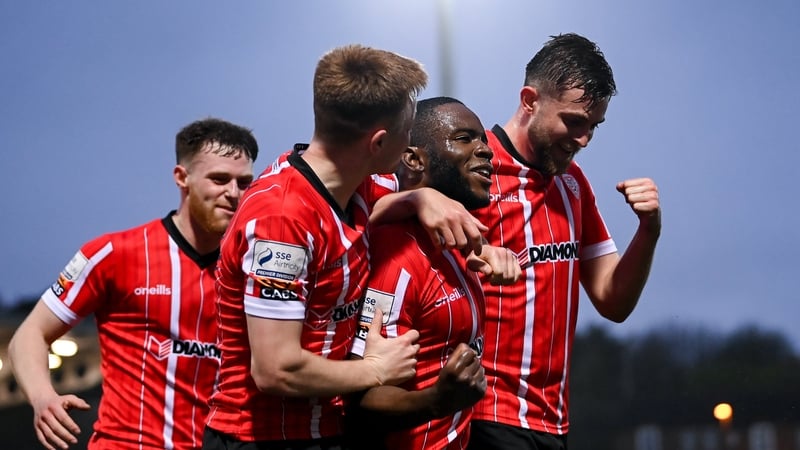 James Akintunde (second from right) was the Derry City hero