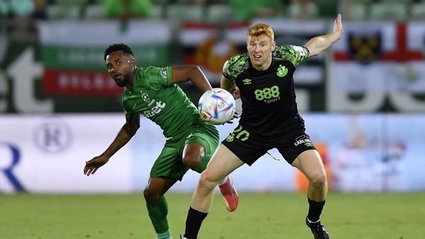 Rory Gaffney in action during the first leg in Bulgaria