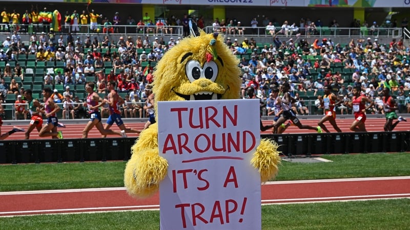 Legend the Bigfoot during the 10,000m final at the World Athletics Championships