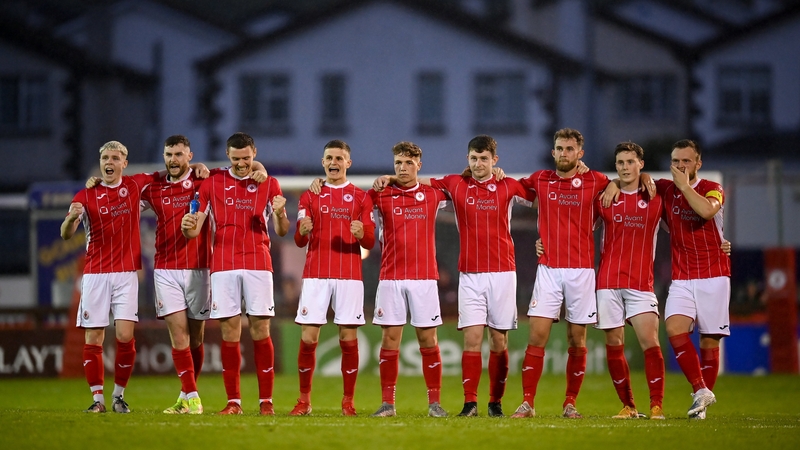 Sligo Rovers players during the penalty shootout against Bala Town last Thursday