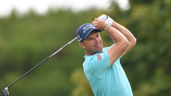 Harrington playing his tee shot at the third hole during day one at Gleneagles