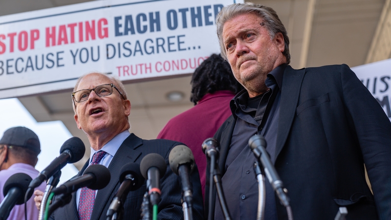 Steve Bannon (R) and his lawyer David Schoen outside of federal court in Washington, DC yesterday