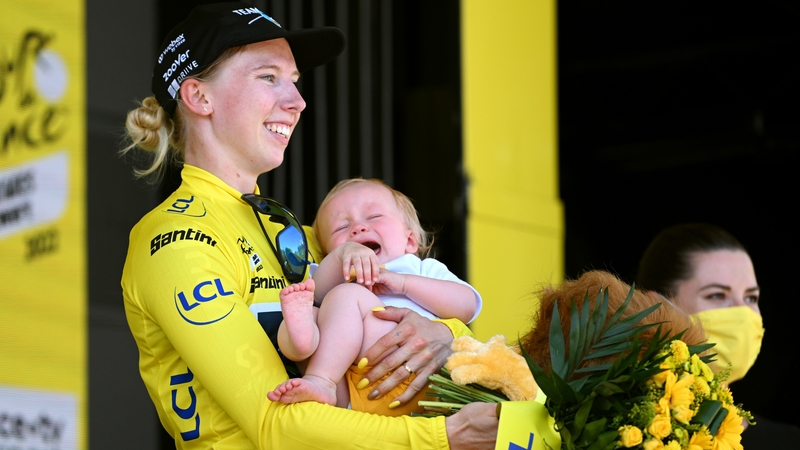 Wiebes celebrates her Stage One victory in Paris