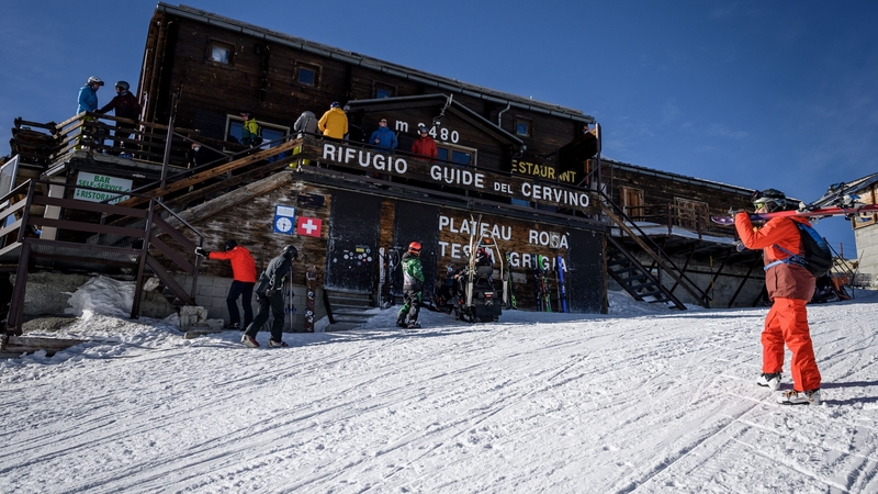 The 3,480-metre high Rifugio Guide del Cervino refuge at Testa Grigia peak, between Zermatt in Switzerland, and Breuil-Cervinia in Italy
