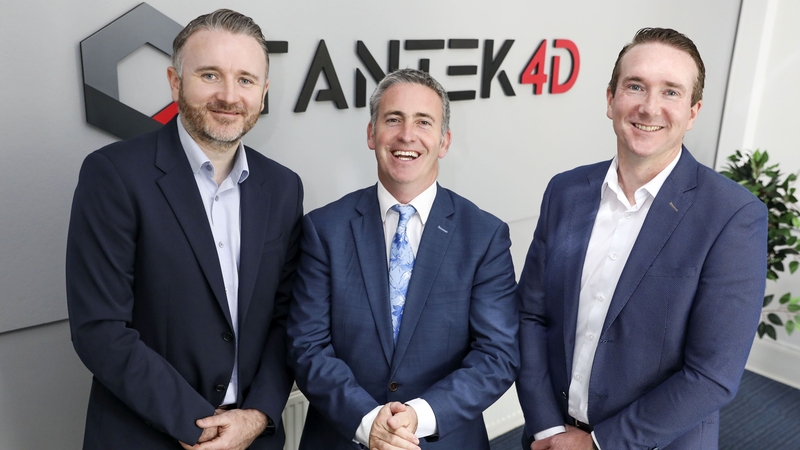 Tantek4D's co-founder and CEO Conor Tansey, Damien English, Minister for Business, Employment and Retail and Tantek4D co-founder and CTO Paul Tansey