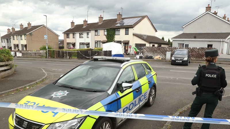Police at the scene in Orkney Drive in Ballymena after a body was discovered