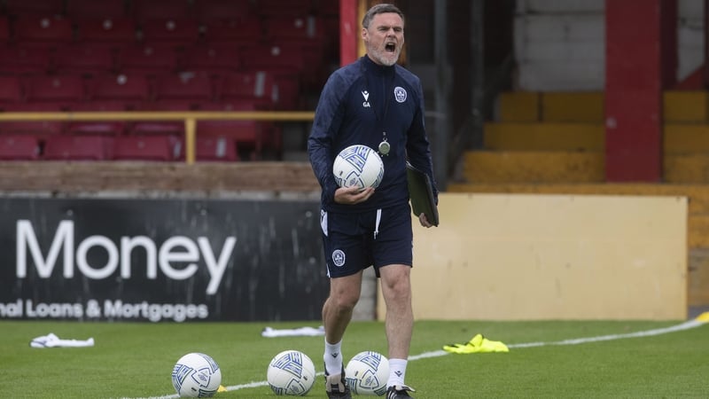 An animated Graham Alexander puts his Motherwell charges through their paces at The Showgrounds