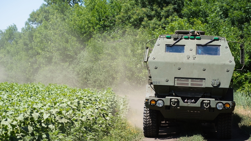 HIMARS vehicle on a road in Eastern Ukraine