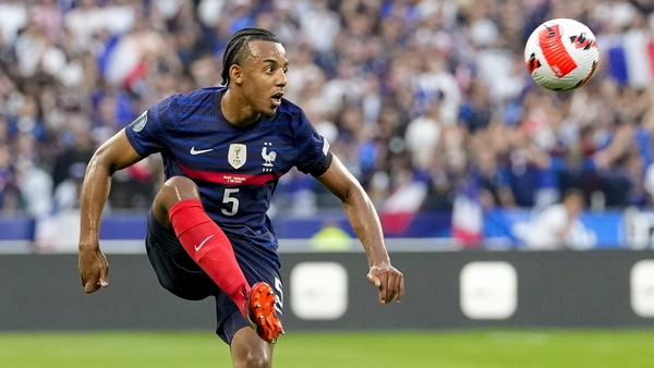 Jules Kounde in action for France