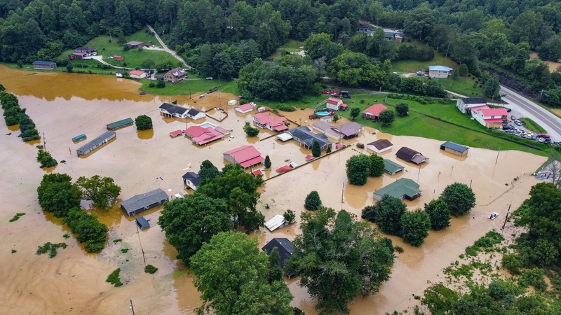 Many homes in the Kentucky town of Jackson have been submerged in water