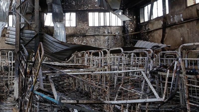 A prison complex near Olenivka, where 53 Ukrainian prisoners of war were reported to have been killed in a blast in July