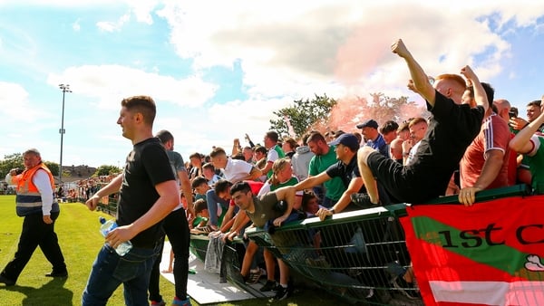 A fence collapsed following Cork City's goal, causing a delay to the game