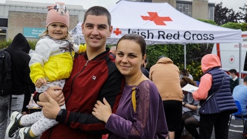Food vouchers were distributed to members of the Ukrainian community at Maynooth University (Pic: Lorraine O'Sullivan)