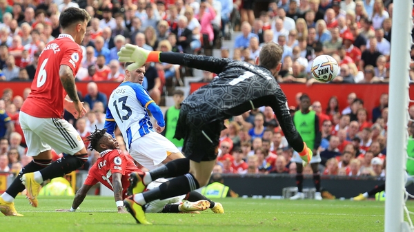 Brighton's German midfielder Pascal Gross shoots and scores his team second goal