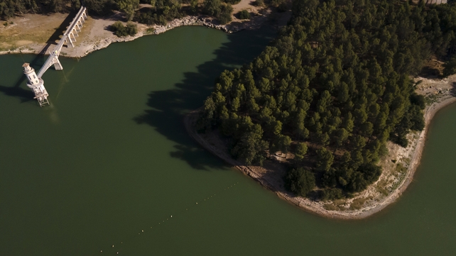 A view of the Cubillas reservoir in Granada, Spain. Water levels in Spanish reservoirs continue to drop due to a lack of rain and severe heatwaves