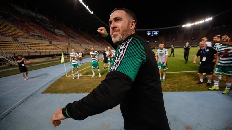 Stephen Bradley celebrates after the victory in Skopje