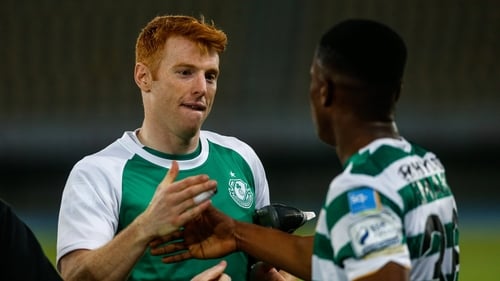 Rory Gaffney and Aidomo Emakhu were on the scoresheet for Shamrock Rovers in Skopje
