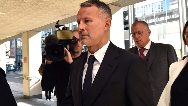 Ryan Giggs arrives at Manchester Crown Court this morning