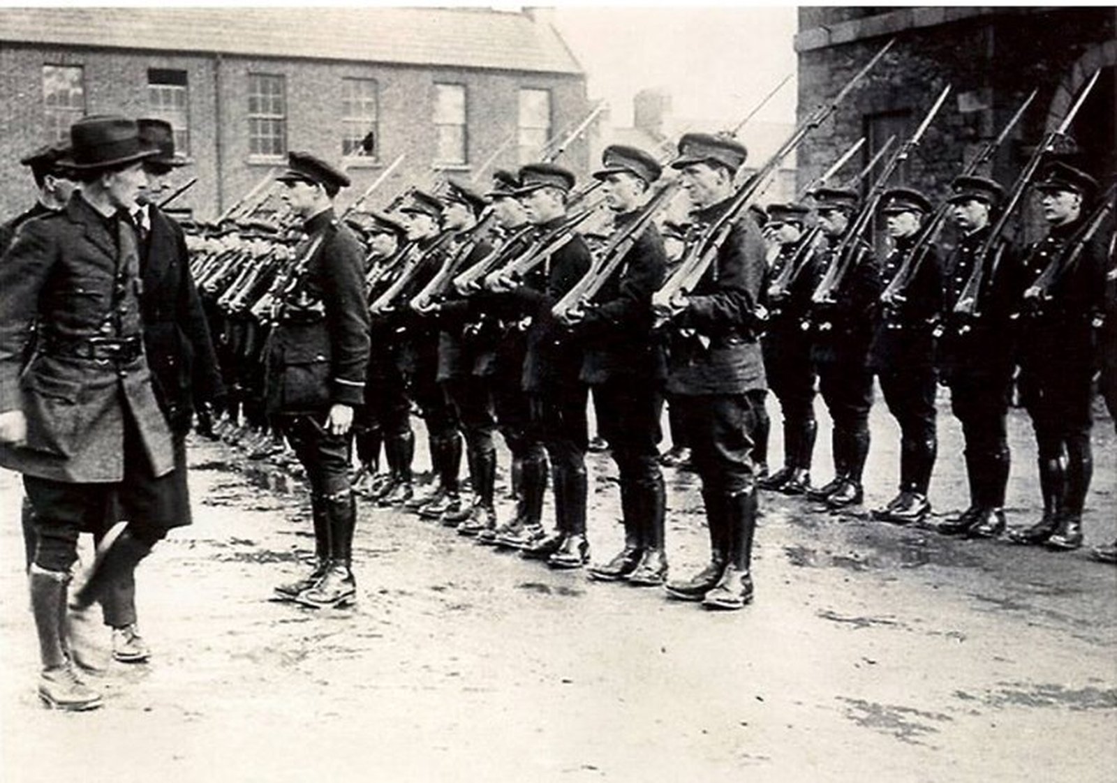 General Richard Mulcahy inspecting troops. He knew how raw and unformed this new army was (Pic: Getty Images)