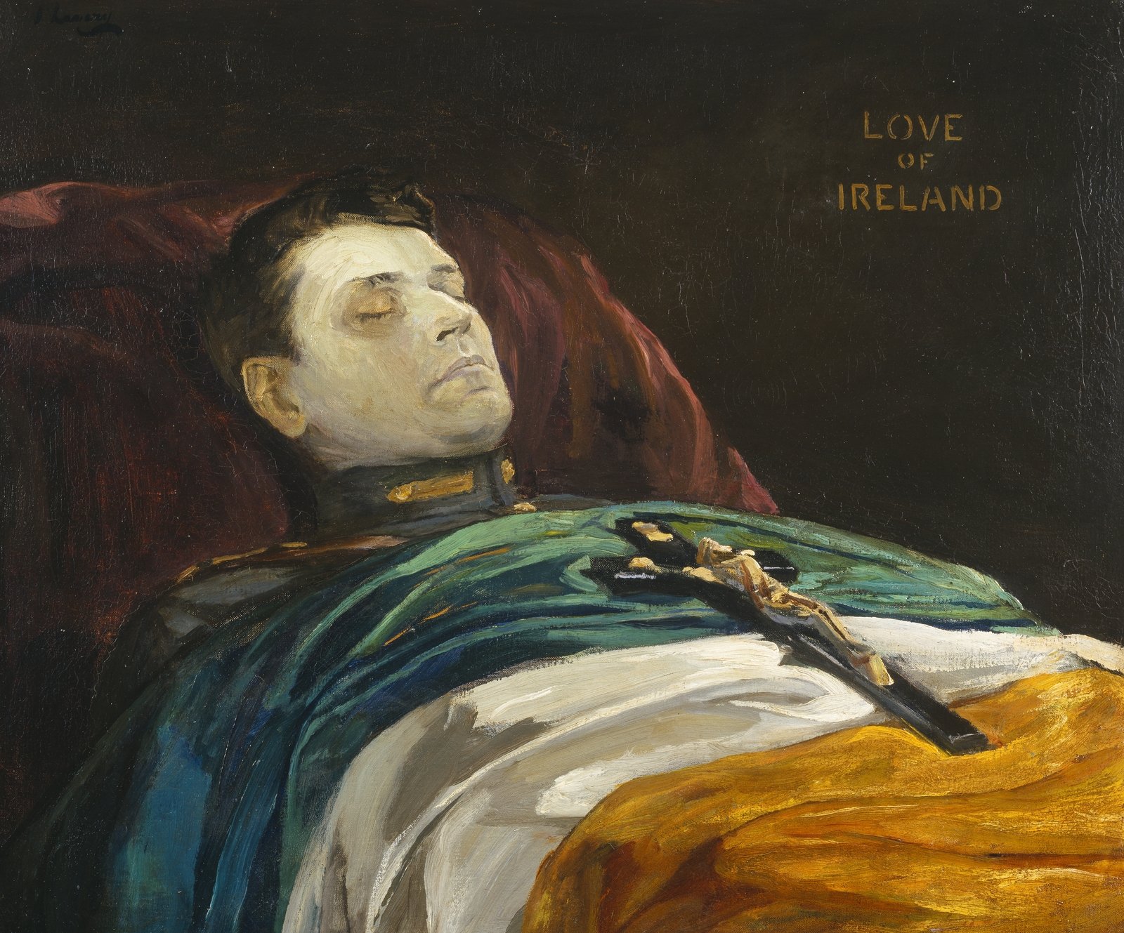 Sir John Lavery's painting of Michael Collins lying in state, 'Love of Ireland' (Pic: Collection and image © Hugh Lane Gallery)