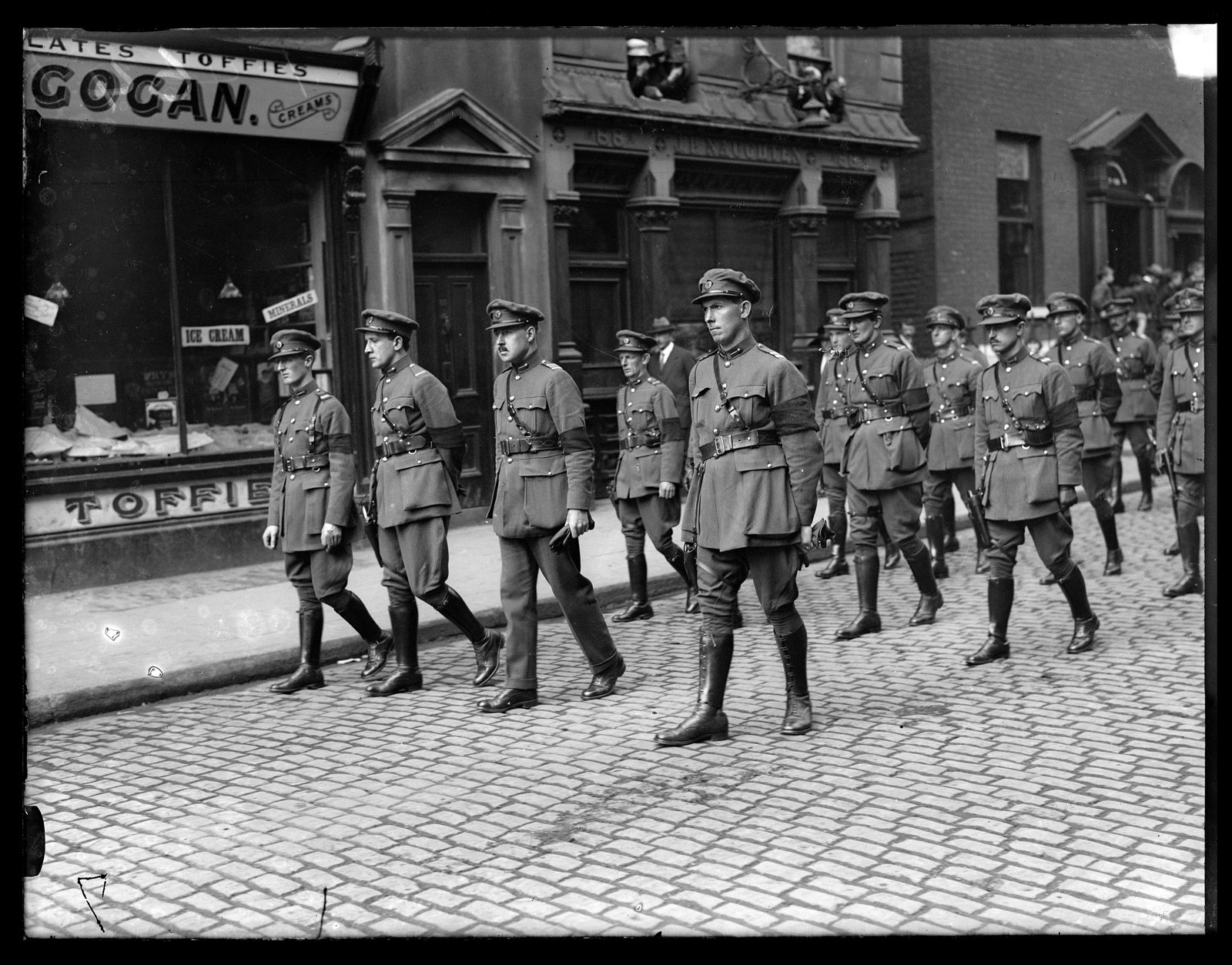 Collins led his officers at Arthur Griffith's funeral. Two weeks later the same officers were marching behind HIS coffin (Pic: © RTÉ Photographic Archive/Cashman Collection)