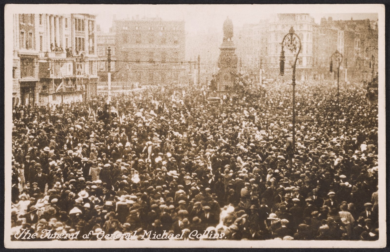 Postcards of the funeral were printed immediately and widely distributed. Image: National Library of Ireland.