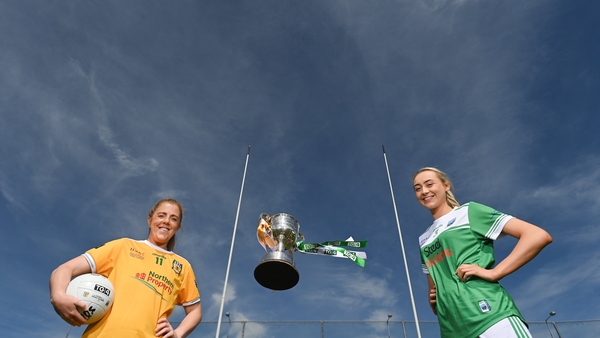 Antrim captain Cathy Carey, left, and Fermanagh captain Molly McGloin