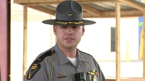 Lieutenant Nathan Daniels from Ohio State Highway Patrol talking to media today