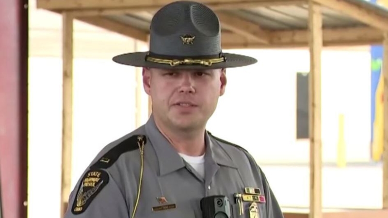Lieutenant Nathan Daniels from Ohio State Highway Patrol talking to media today