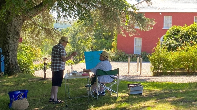 Artists painting at Glebe House in Churchill, Co Donegal today at the start of Heritage Week