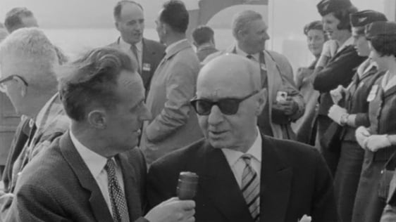 John Ross interviews Colonel James Fitzmaurice on board the Cambria in 1962.