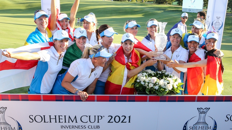 Team Europe celebrate their 2021 Solheim Cup success