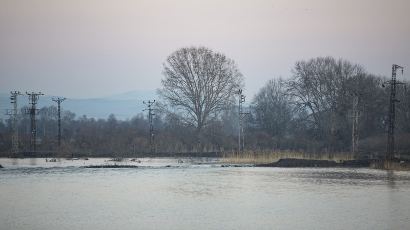 The migrants were trapped on an islet in the Evros river at the border between the two countries (file pic)