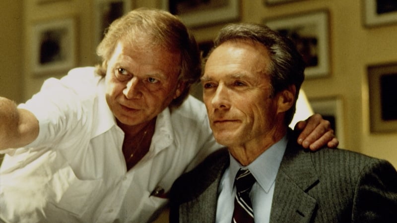 Wolfgang Petersen directing Clint Eastwood on the set of their 1993 thriller In the Line of Fire