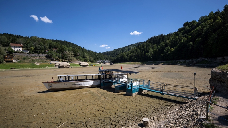 The dry bed of Brenets Lake, part of the Doubs River