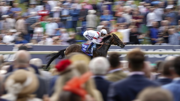 Daniel Muscutt riding Deauville Legend to victory in the Great Voltigeur Stakes