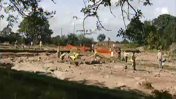 Carrickmines Castle excavations in south Dublin, 2002.