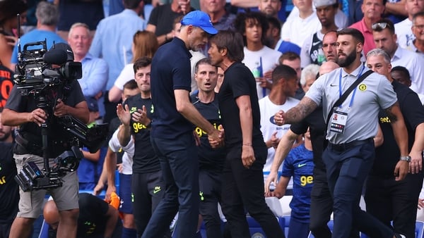 The rival managers getting up close and personal at the Bridge