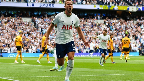 Harry Kane celebrates what proves to be the winning goal