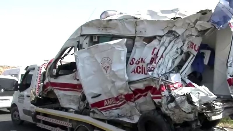 Ambulance pictured at the scene of the first incident in Turkey