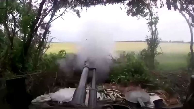 Russian forces firing at targets in Ukraine yesterday - this image is taken from China Central Television