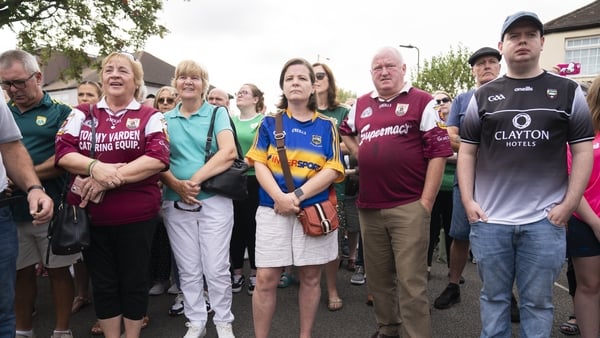 Attendees at today's tribute to Thomas O'Halloran in Greenford, west London